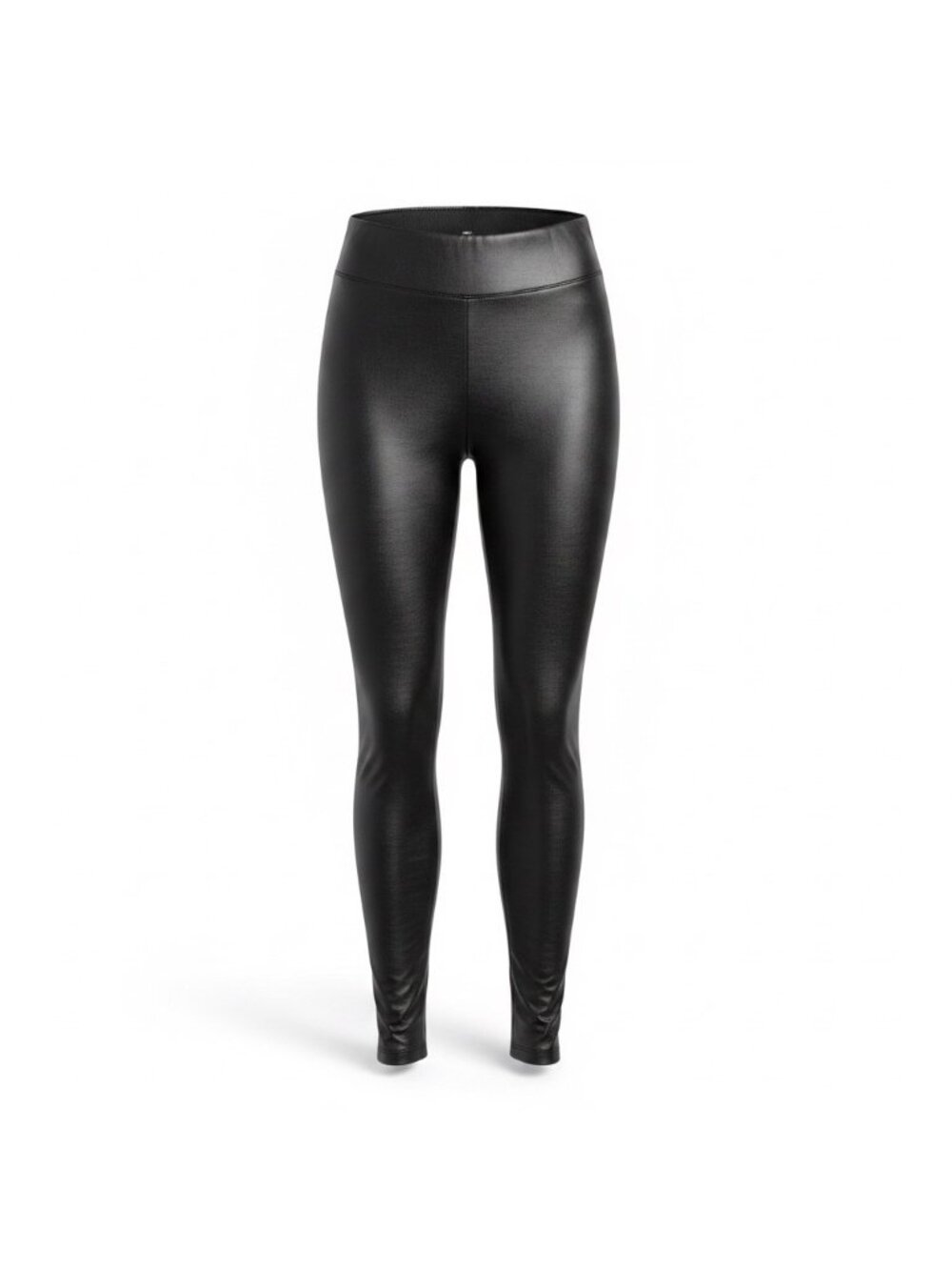 Calzedonia Womens Black Faux Leather Leggings Slim Fit Lounge Mid Rise Sz M